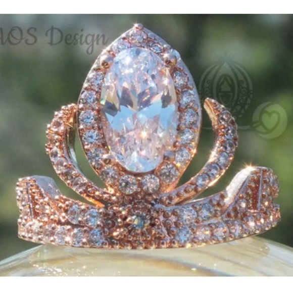 Elsa ring custom made Disney princess crown ring blue stone - Picture 4 of 5